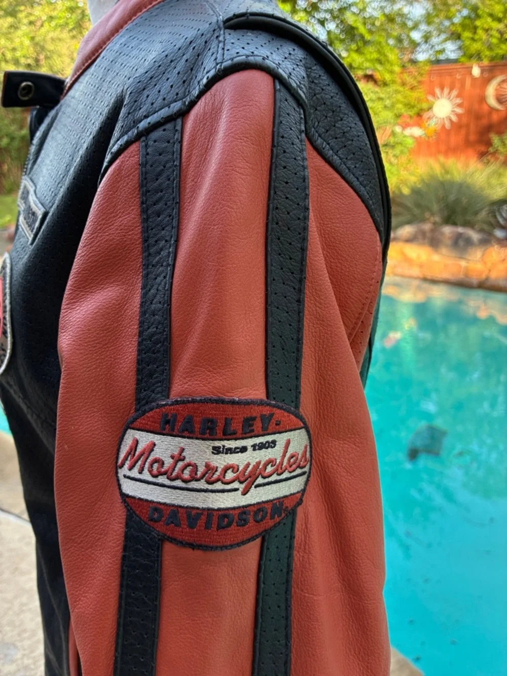 Genuine Harley-Davidson Black Rust Leather motorcycle riding Jacket exc cond L - Picture 7 of 16